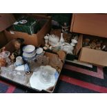4 Boxes of Ceramics & Glass inc Wedgwood, Ty Beanie Babies, Carltonware and RCR Crystal
