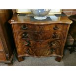 Repro. Mahogany Serpentine front chest 91cm with 51cm depth 81cm height