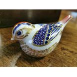 Royal Crown Derby Garden Bird Paperweight - hexagonal gold stopper