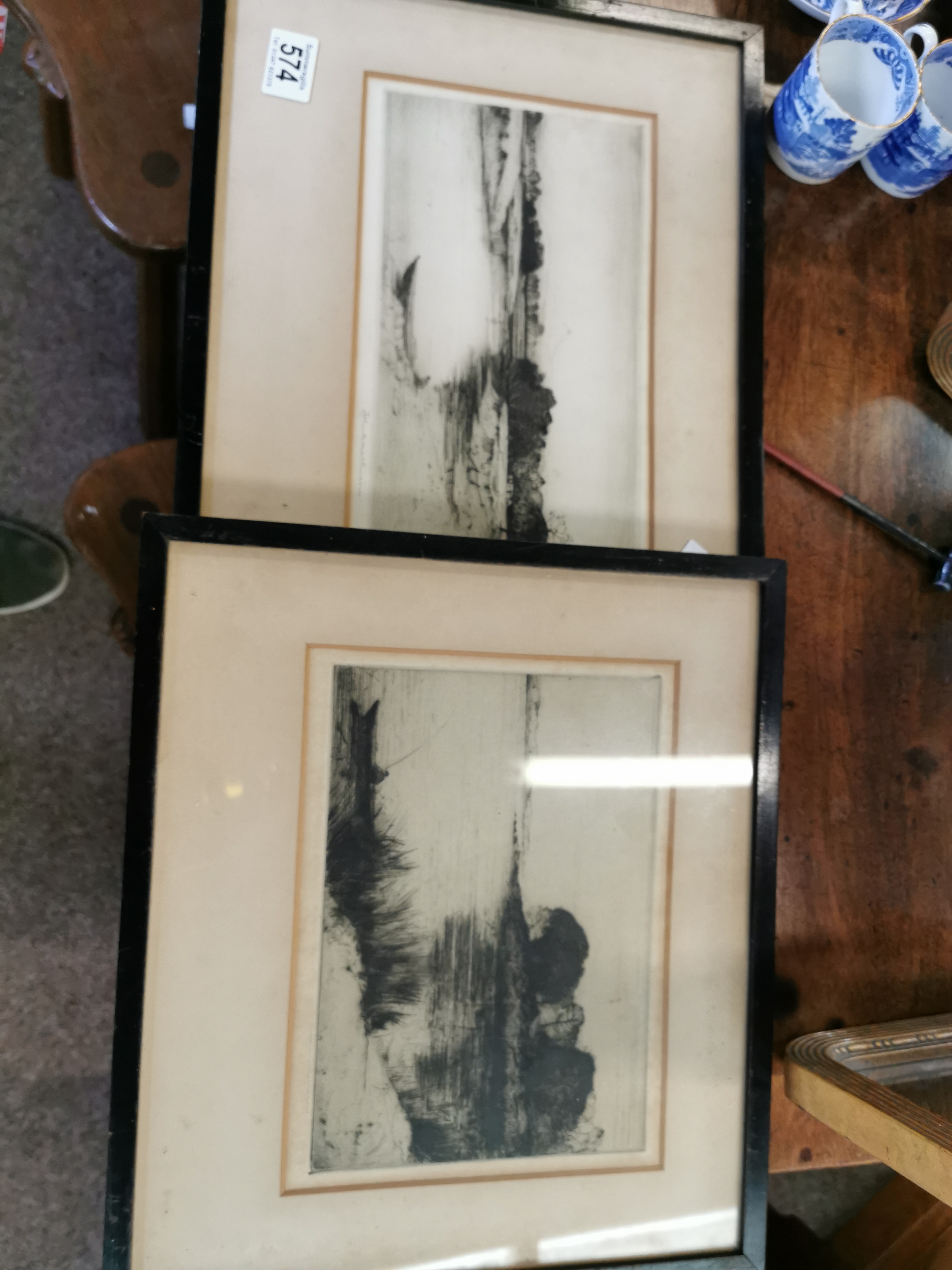 Pair of ink drawings by John A Mathinson
