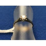 9ct Yellow Gold & Platinum Solitaire (Rose Cut) Diamond Ring, size L