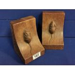 Pair of Mouseman Yorkshire Oak Bookends