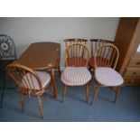 Teak dining table, 3 + 2 chairs
