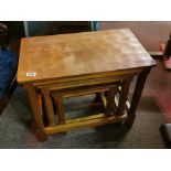 Early Rabbitman Yorkshire Oak Nest of Tables - Mouseman Interest