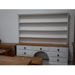 Pine dresser with plate rack 218cm