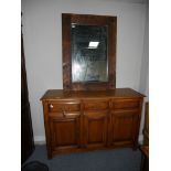 Repro Oak sideboard, mirror and cupboard