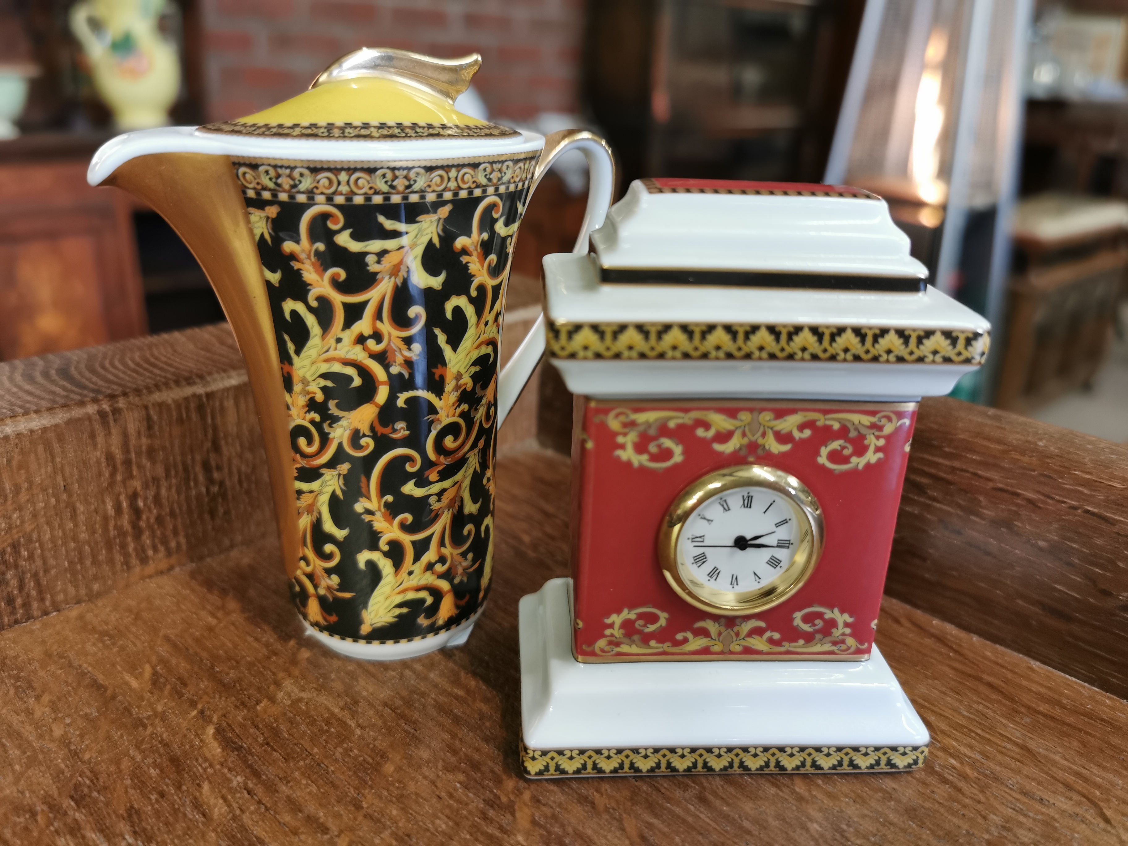 Rosenthal Versace Medusa Miniature Clock & Barocco Coffee Pot - Image 3 of 3