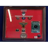 German WWII Framed NSFK (National Socialist Flying Corps) Badge/Award Display
