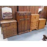 Linen fold oak cupboard plus other oak furniture