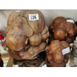 Set of Three Graduated Wooden Weeping Buddha Figures