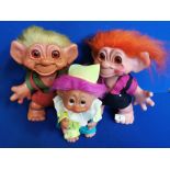 Set of Three 1960's Retro Troll Dolls