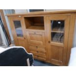 Repro light oak glazed cabinet