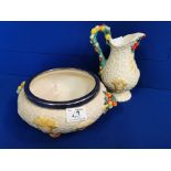 Pair of Clarice Cliff Celtic Harvest Pieces - Jug & Bowl - very light crazing to the jug base,