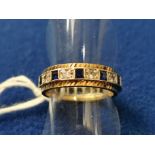 9ct Gold & Platinum Eternity Ring w/Diamonds & Sapphires, size O