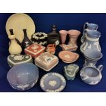 Collection of Various Pink, Yellow, Red, Black & Blue Wedgwood Jasperware Pieces