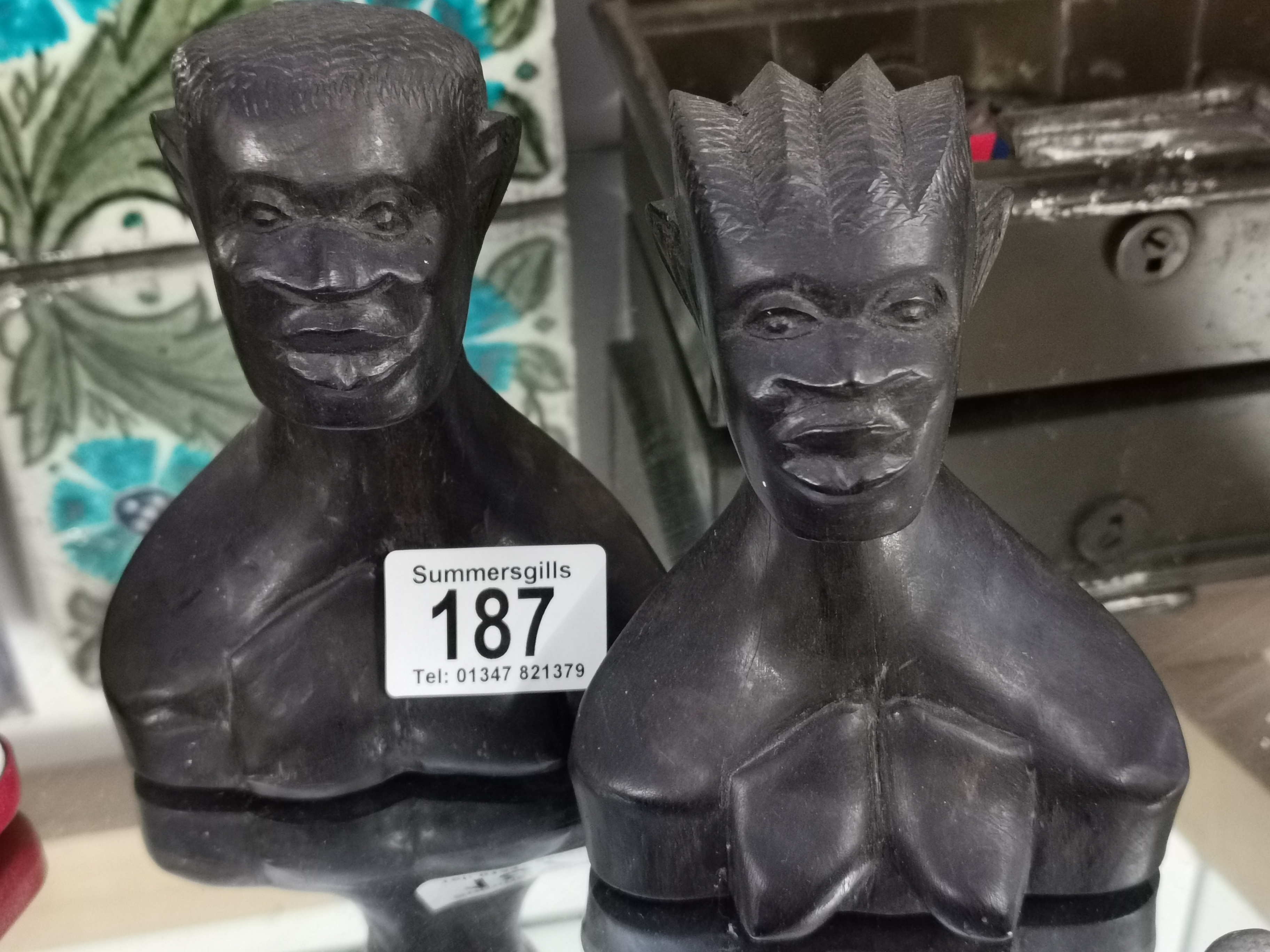 Pair of African Carved Busts