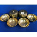 Pair of Brass Oriental Tea Caddies + Bowls