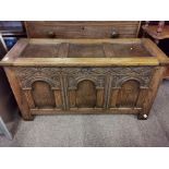 Oak carved blanket chest 42cm x 110cm