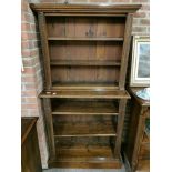 Open fronted oak bookshelves with carved decoration 94cm width, 187cm height 35 depth