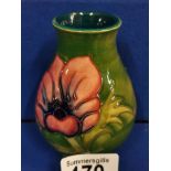 Moorcroft Green Hibiscus Miniature Vase - 9.5cm high