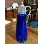 Cobalt Blue Wade Falstaff Claret Jug w/Metallic Lidded Top