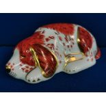 Royal Crown Derby Puppy Paperweight - silver stopper