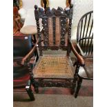 Carved oak antique hall chair