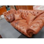 2 seater brown leather sofa and armchair