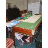 Slate bed Snooker table , cues , balls etc.