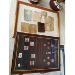 Mounted ID card etc from the war plus 60th Anniversary of D day Mounted coins and stamps
