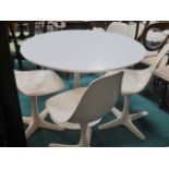 1960s Arkana Tulip table designed by Maurice Burke and 4 Arkana 105 swivel chairs