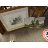 2 x Watercolours by J Harrop and Duck picture