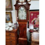Mahogany 8 day longcased Grandfather clock with painted face by Ben Farrer Pontefract. Recently