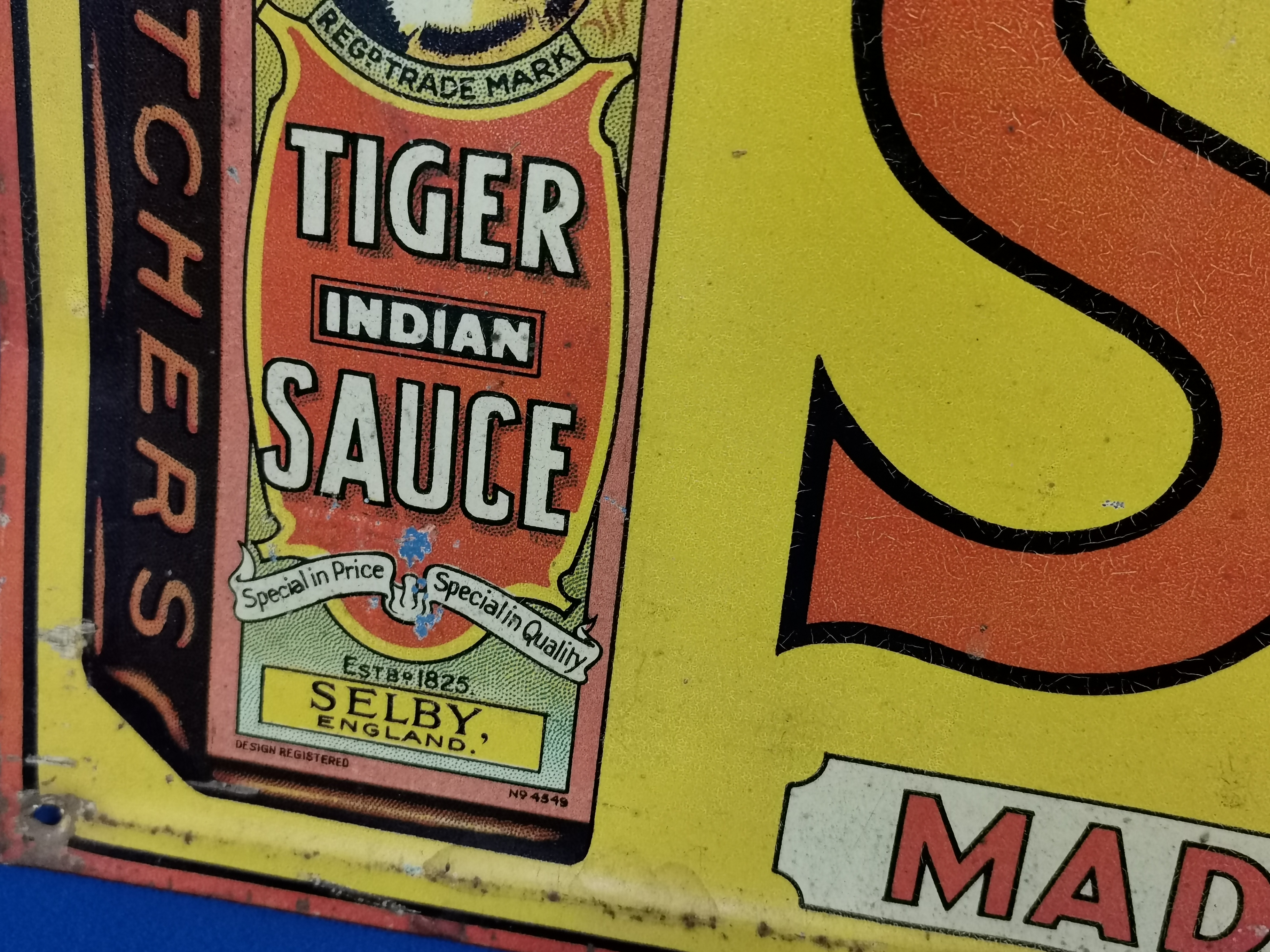 Fletcher's Tiger & Tomato Sauce Vintage Tin Advertising Sign - Image 2 of 3