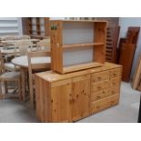 Modern pine chest, cupboard and shelves