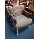 Leather upholstered arm chair with Hotel de Florence sign