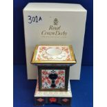 Crown Derby Old Imari low candle column and box