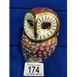 Royal Crown Derby Owl Paperweight - silver stopper