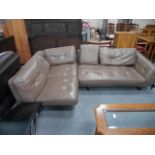 Brown leather corner sofa by Roche Bobois. Originally cost £7,000. Roche Bobois is a French