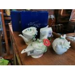 Set of Four Boxed Floral Franz Porcelain Teapots - All in Excellent Condition