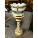Gibson's Staffordshire Antique Floral Jardiniere & Stand