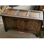 Antique Oak Blanket Box - 92x41cm, by 51cm high