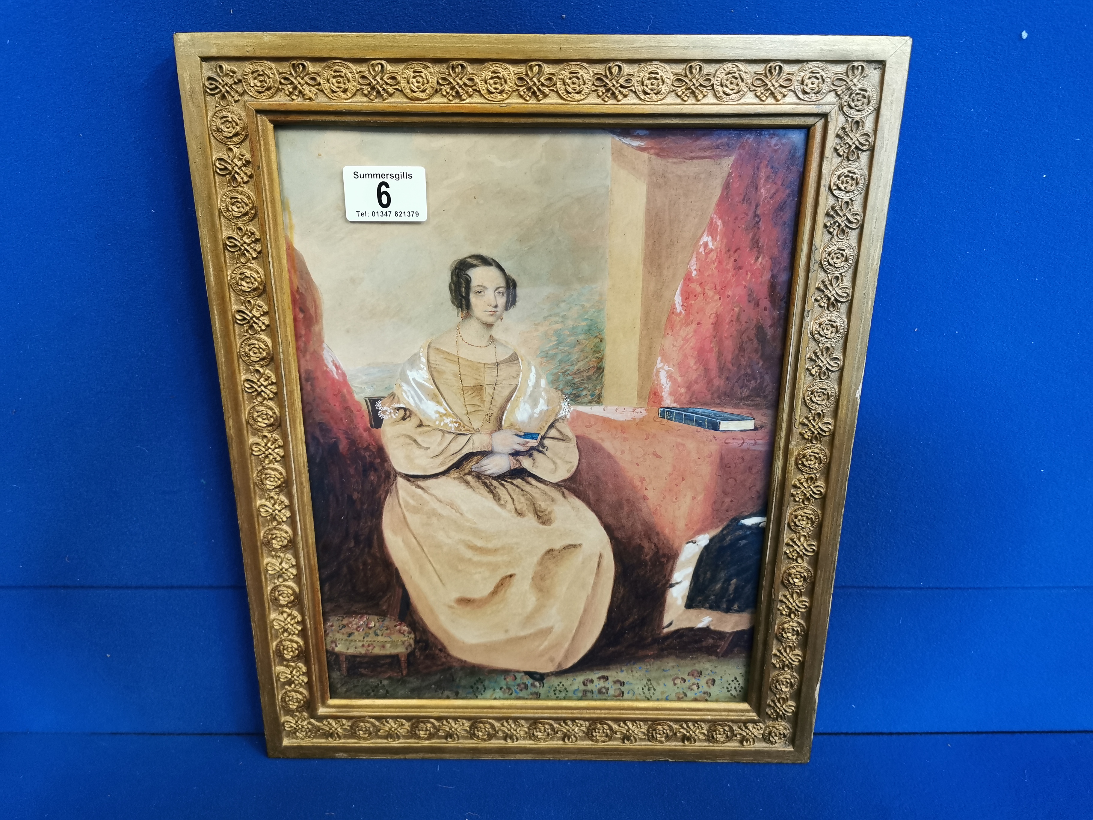 Framed Scene of a Seated Regency Lady