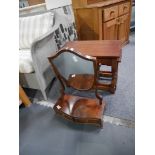 Oak nest of tables and Antique Mahogany swing mirror