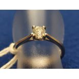 18ct White Gold Solitaire Diamond Ring feat 1/4ct brilliant cut stone, size L