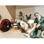 Doulton including 2 Siamese cates, Flambe ashtray, The Master, Lunch Time