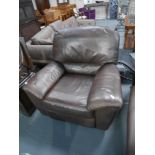 2 brown leather arm chairs