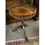 Repro. Mahogany tripod wine table with ball and claw feet