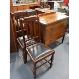 Oak chest and 2 chairs