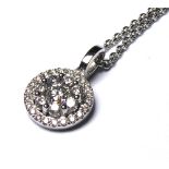 AN 18CT WHITE GOLD AND DIAMOND PENDANT NECKLACE The arrangement of diamonds in a spherical design (